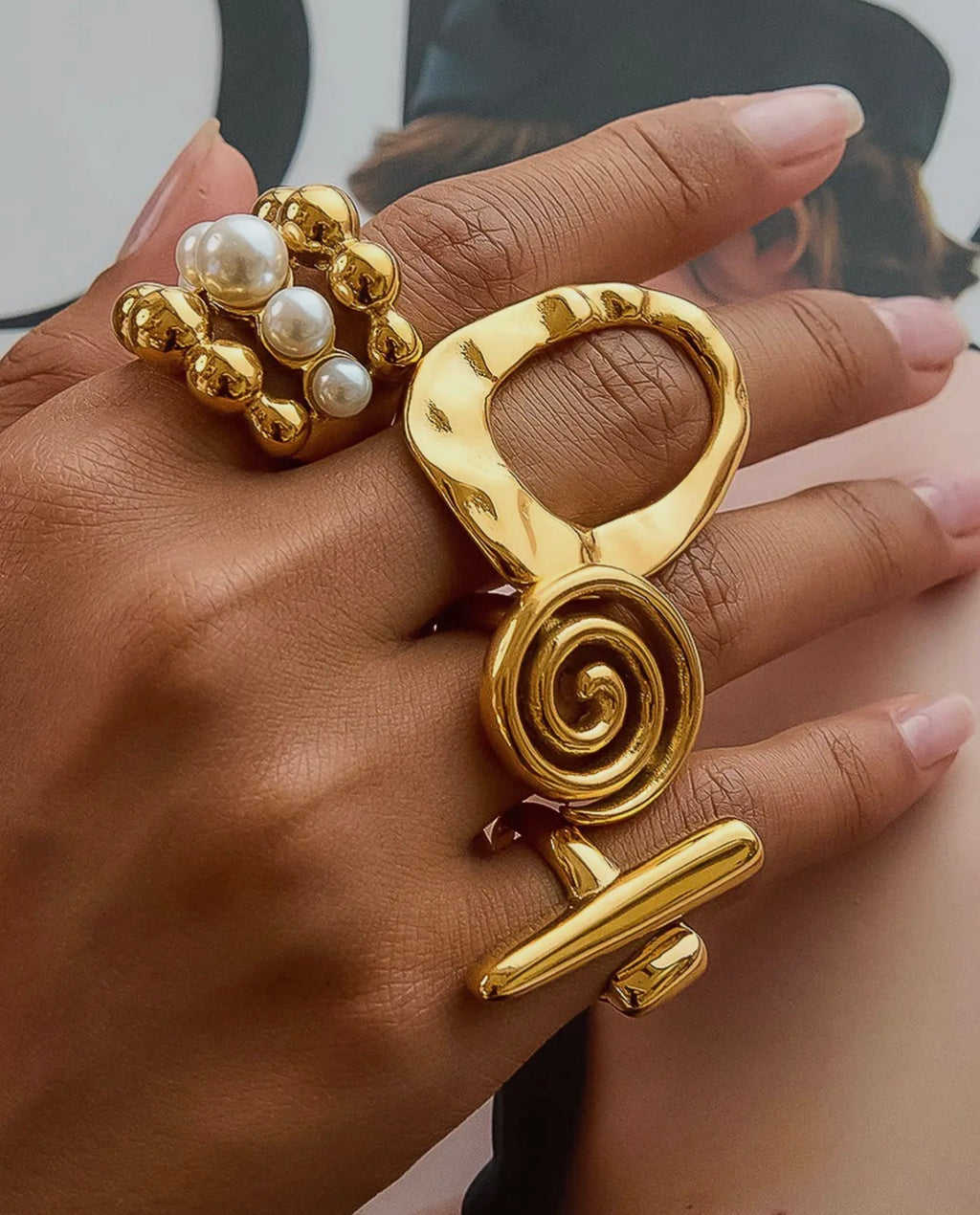 18k Gold Non Tarnish Statement Ring