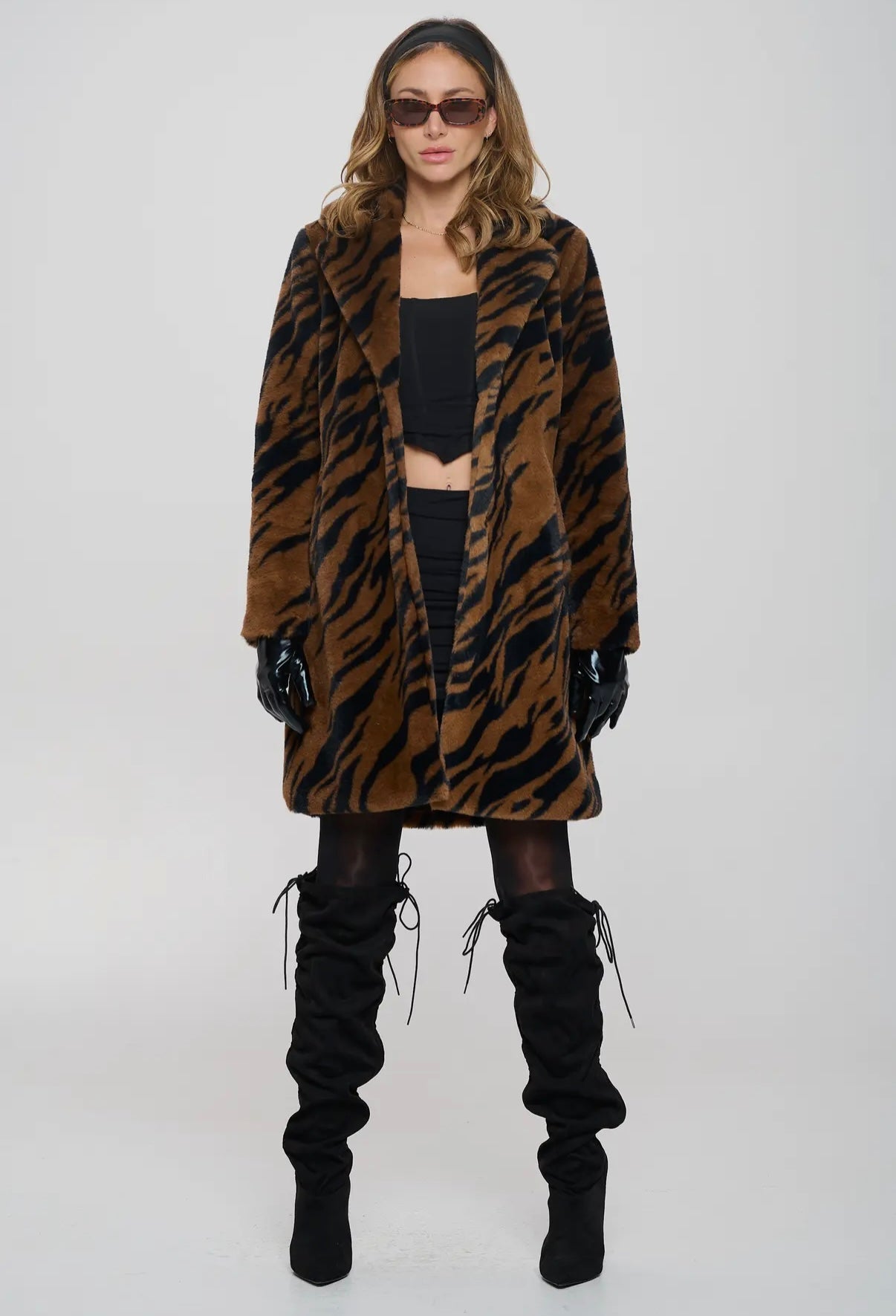Zebra Faux Fur Coat