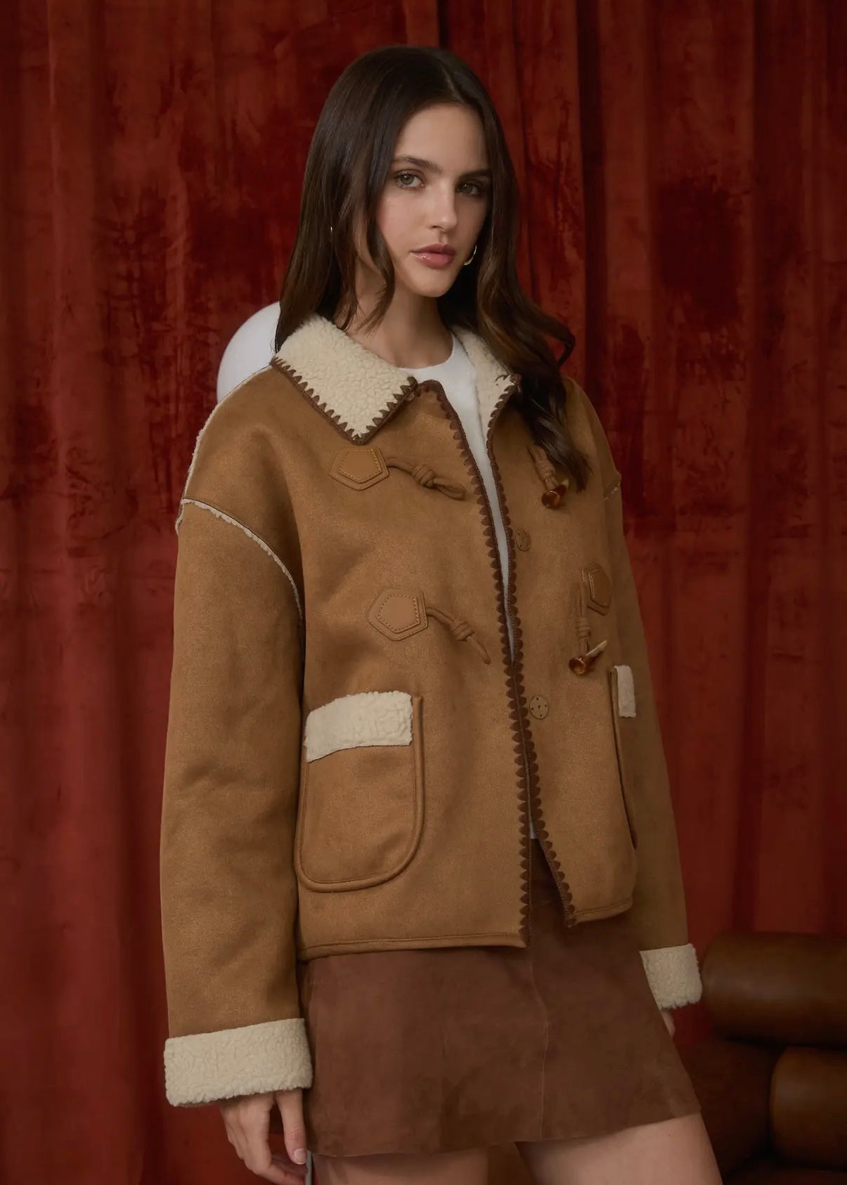 Faux Shearing Suede Jacket