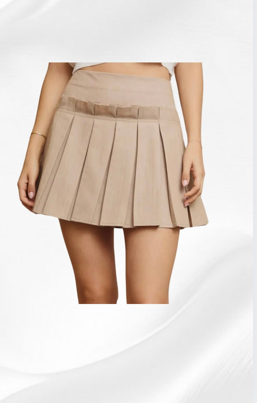 Beige Pleated Skirt