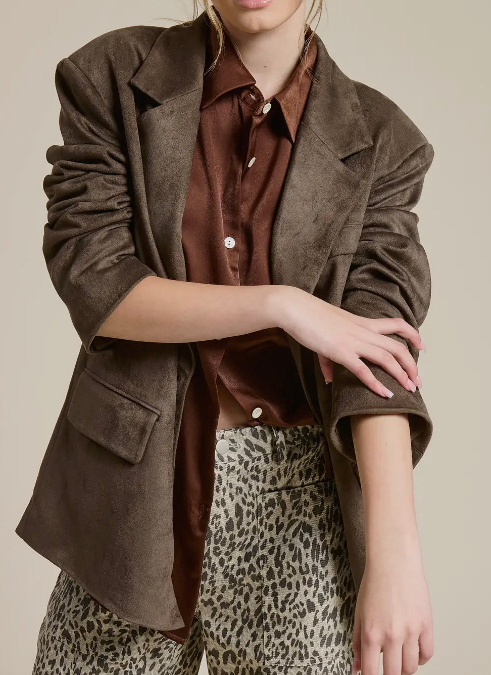 Oversized Faux Suede Blazer