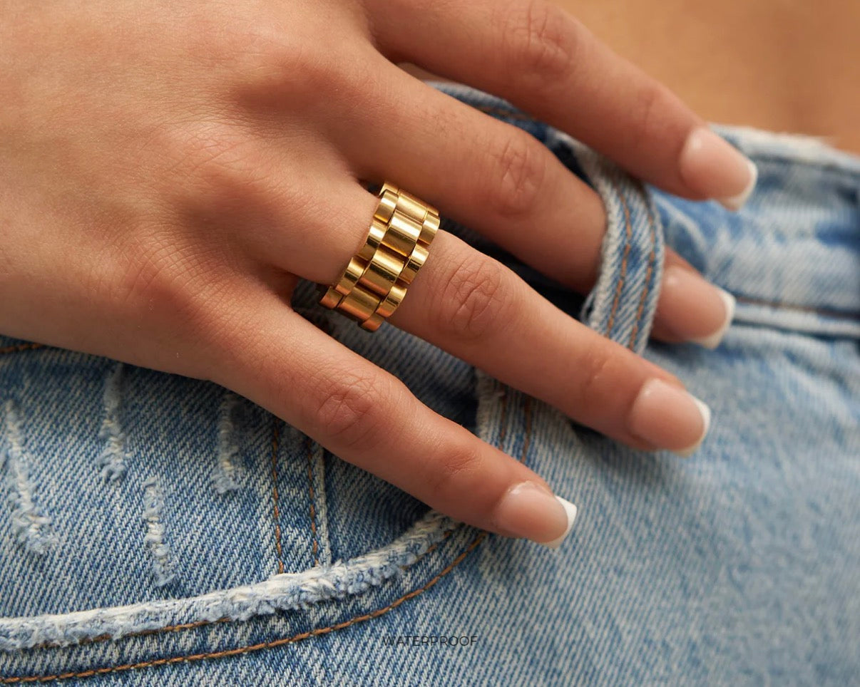 Waterproof Watch Ring Gold