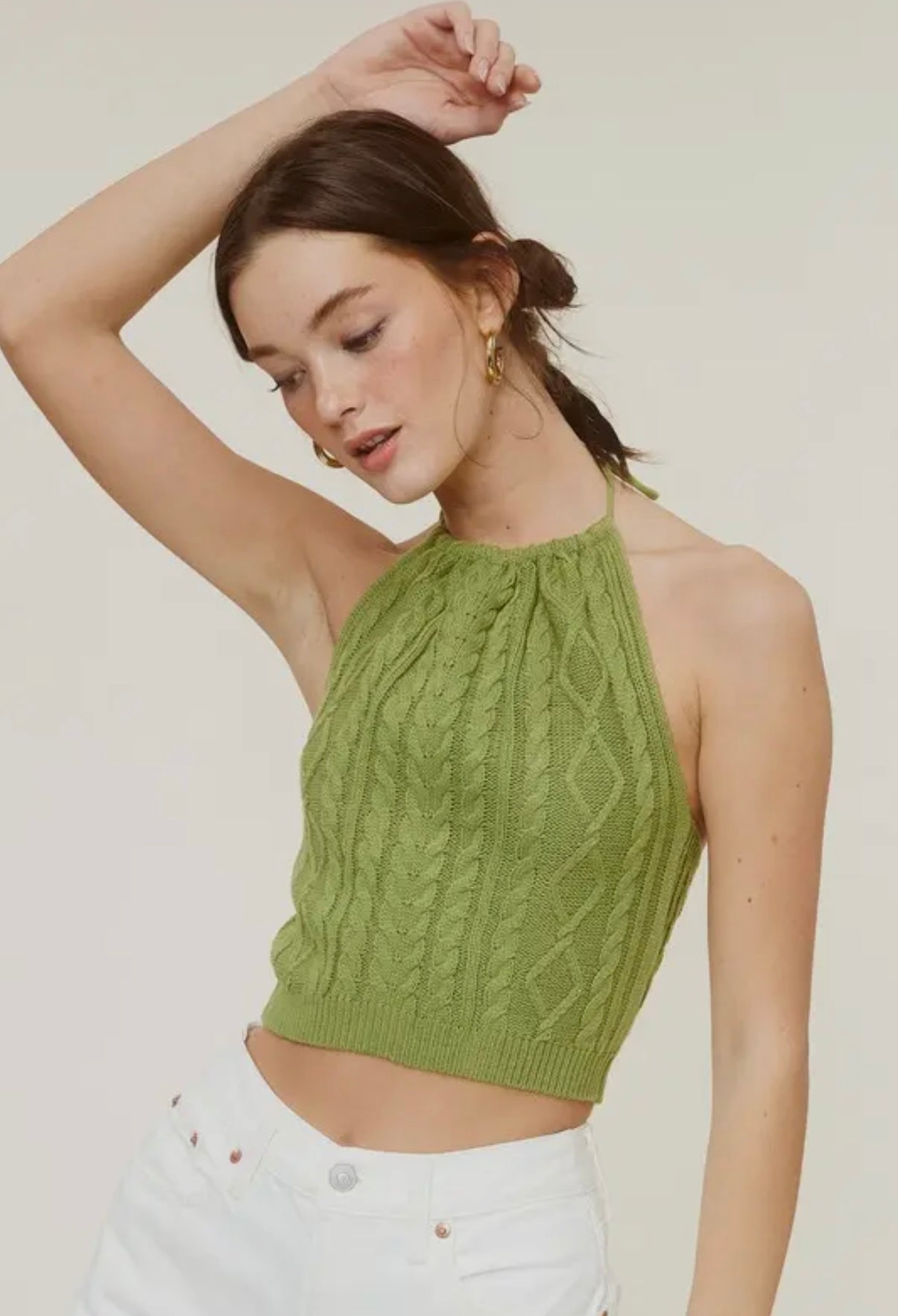 Knit Halter Green Tank