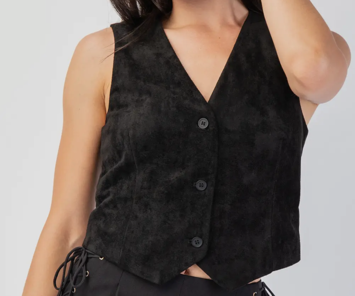Edit Faux Suede Vest Black